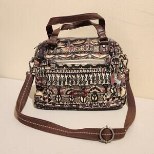 Boho Sakroots Peace Canvas Shoulder Crossbody Purse Bag W/ Elephant Charm